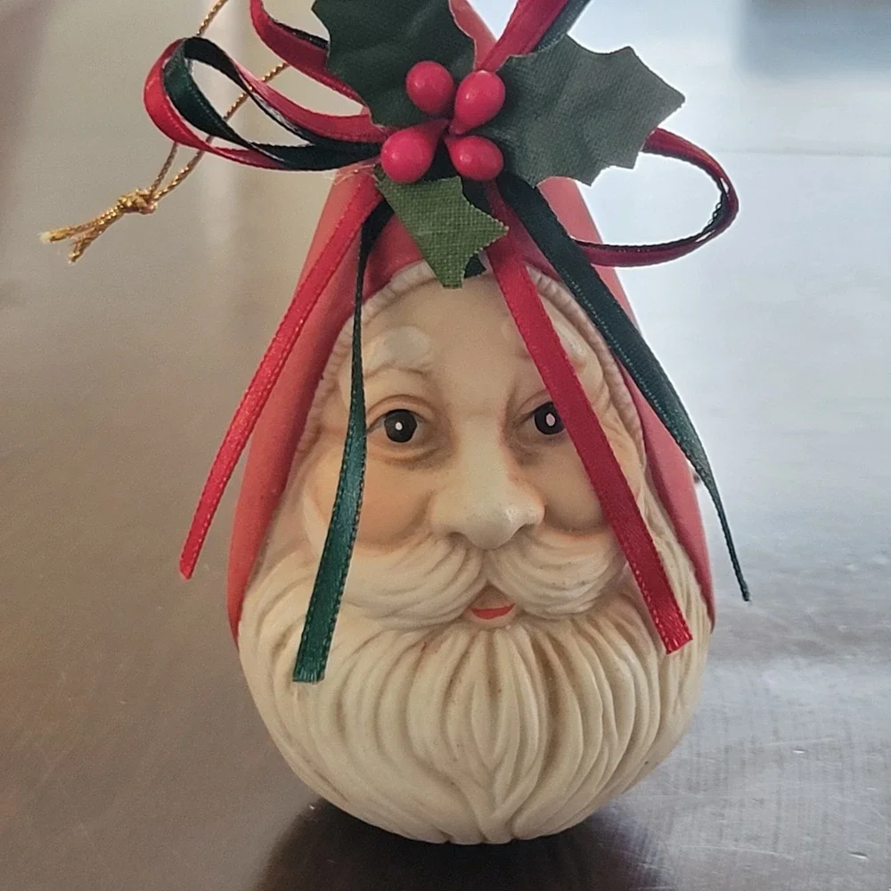 Set of‎ 4 Santa Face Christmas Ornaments w/ Star Original Box Holiday Tree Decor